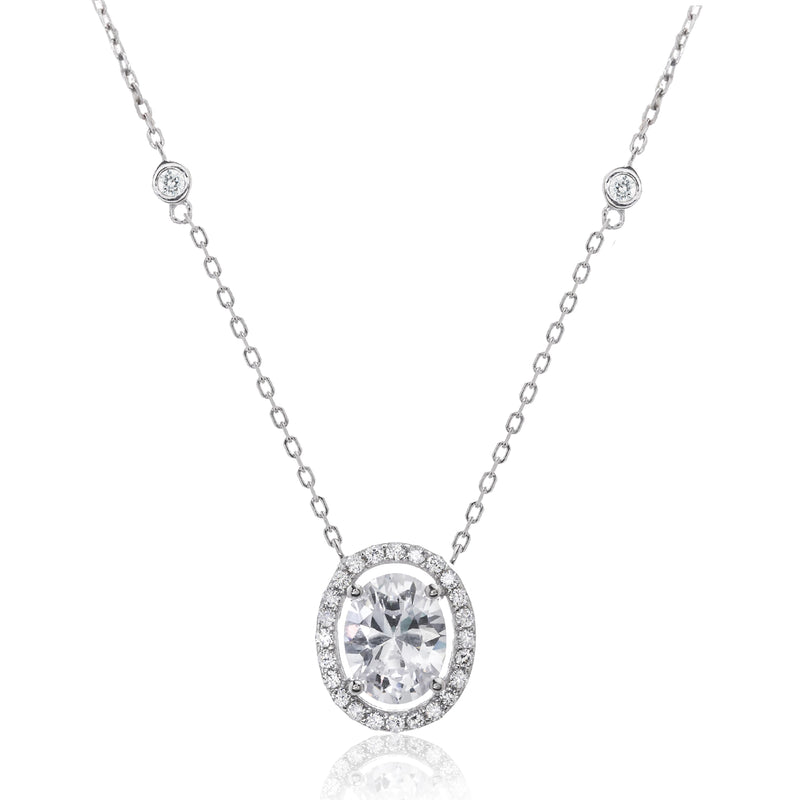 Sterling Silver CZ Oval NeckwithRho