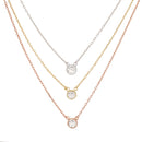 Sterling Silver 3T CZ Bezel Stat Triple Lyr Nk