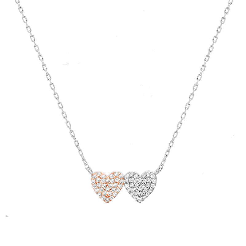 Tt CZ Double Hearts Necklace