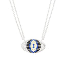 Silver CZ Oval Evil Eye Necklace