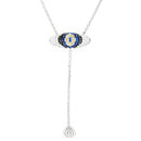 Silver CZ Oval Evil Eye Necklace