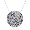 Silver CZ Pave Round Necklace