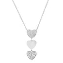 Sterling Silver CZ Pave Heart Drop Necklace