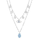 Silver Opal-CZ Bezel Necklace