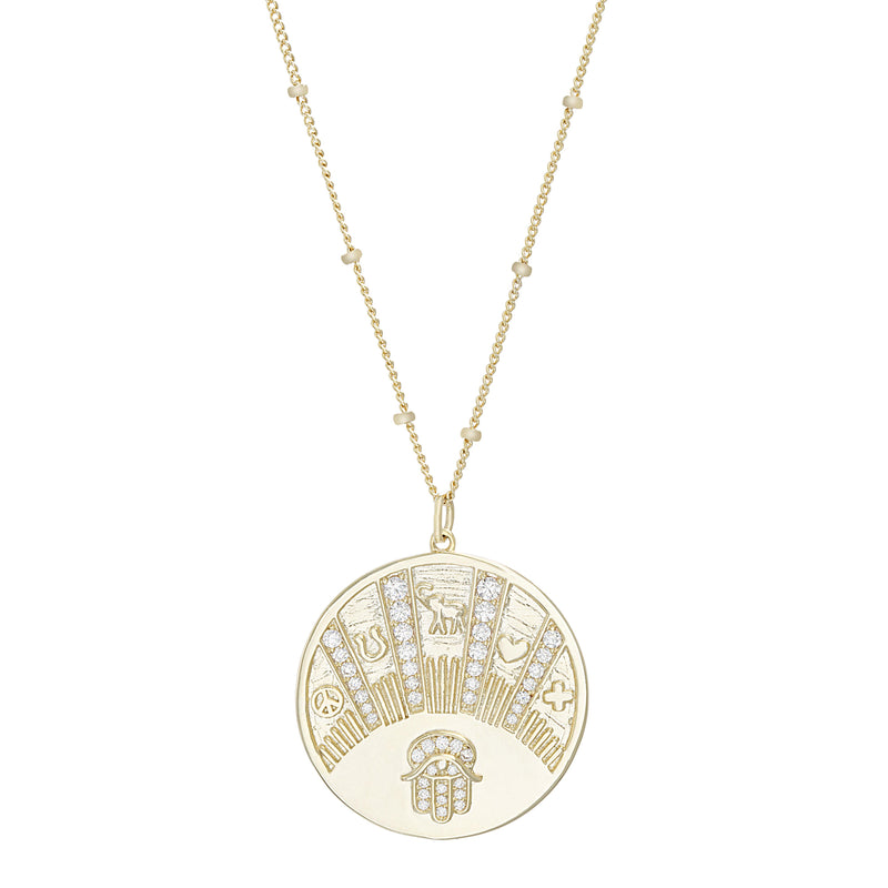 Xgold CZ Disc Bead Station Necklace