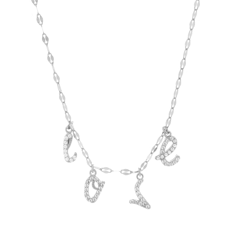Xsilver CZ Love Dangle Necklace