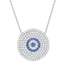 Xsilver CZ Evil Eye Disk Necklace