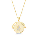 Xgold CZ Hamsa Disc Necklace