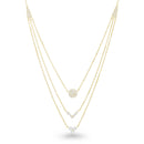 Sterling Silver CZ Round-V Shape-Triangle 3 Layered Cable Chain Necklace