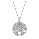 Sterling Silver CZ Pave Cut Out "I-Heart-U" Circle with Double Strand D-C Chain Necklace