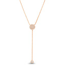 Rose CZ Pave Disc Bezel Drop "Y"-Chain Necklace