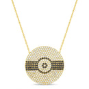 Gold CZ Pave Disc Station Necklace