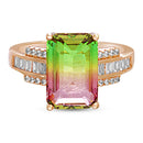 Rose Emerald Cut CZ Border Ring