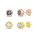 Two Tone Multi Color CZ with CZ Halo Duo Earring
Set