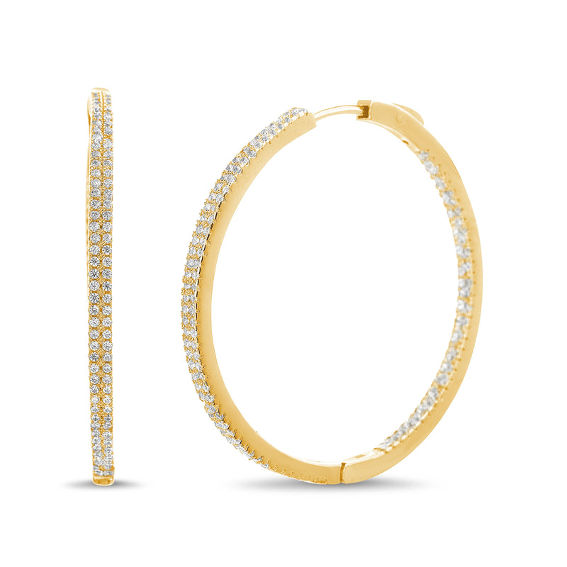 Gold CZ 35Mm Hoop Earring