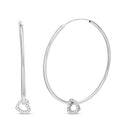 Sterling Silver CZ Heart Charm Hoop Earrings