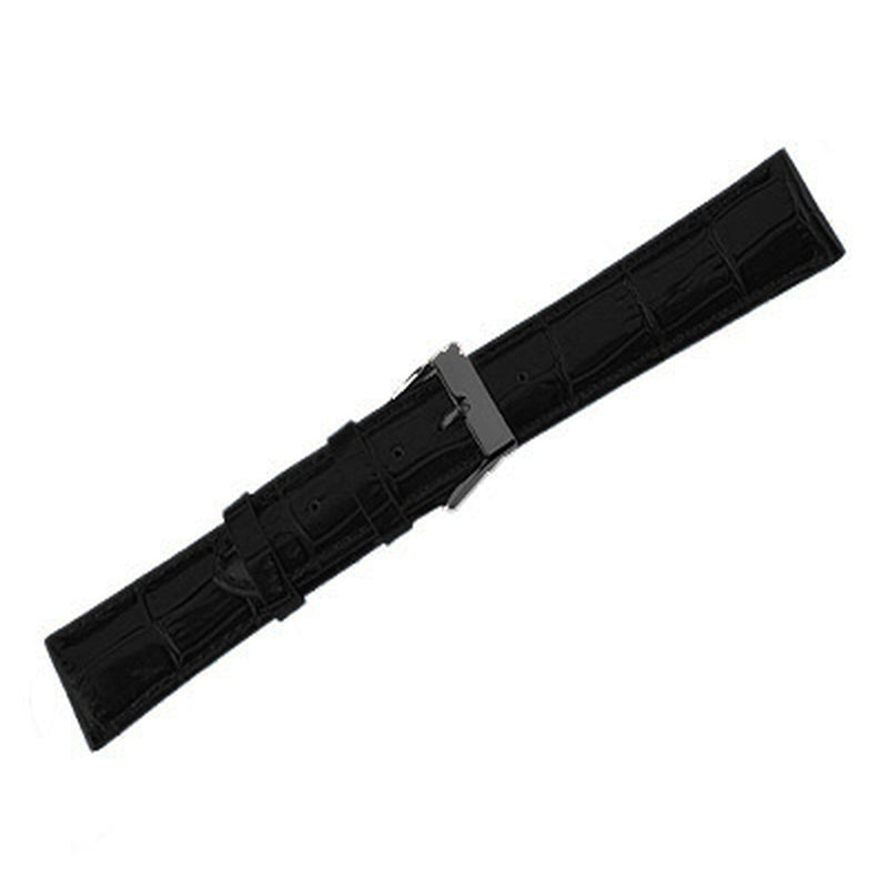 Leather Watch Band Lux Alligator Black (12mm) Long