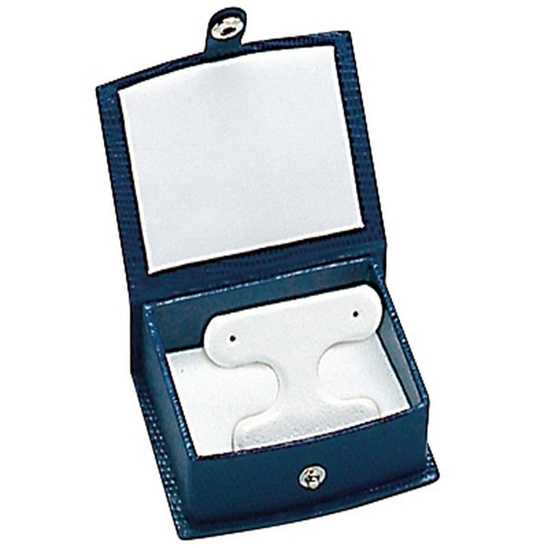Lizard Skin Textured Leatherette French Clip Earring Box with White Interior