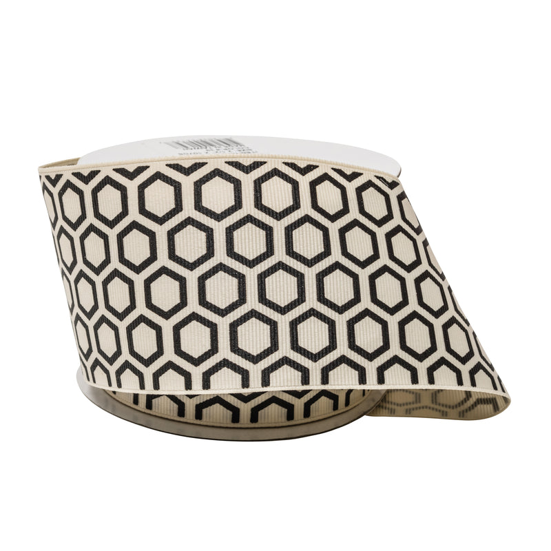 Hexagon Print Grosgrain Ribbon