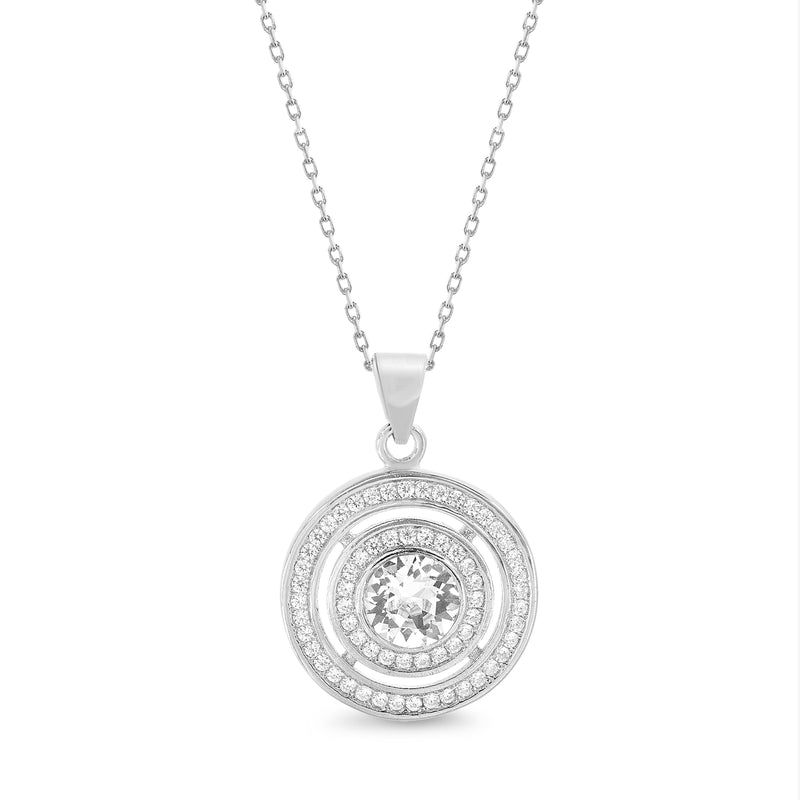 Xsilver Crystal Disc Necklace