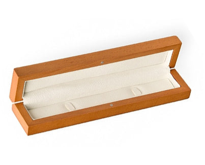Genuine Hardwood Bracelet Box with Leatherette Interior and Matching 2-Piece Packer