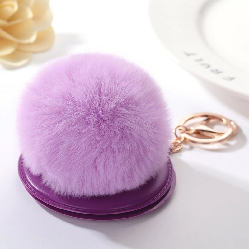 Lavender Puffy Keychain Mirror