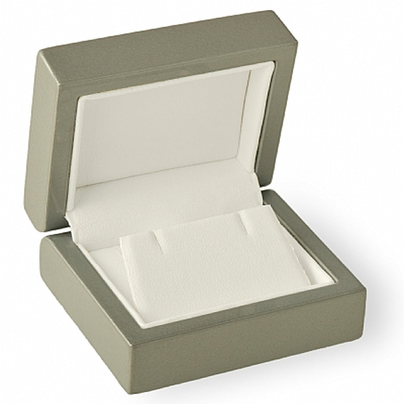 Genuine Wood Single Earring Box with White Leatherette Interior