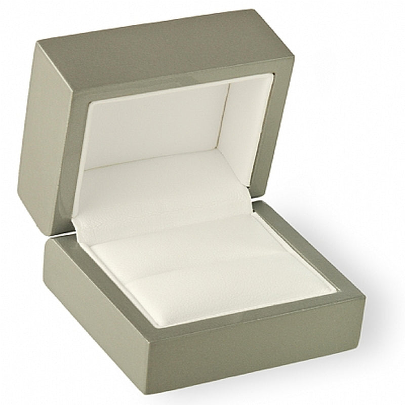 Genuine Wood Single Ring Box with White Leatherette Interior