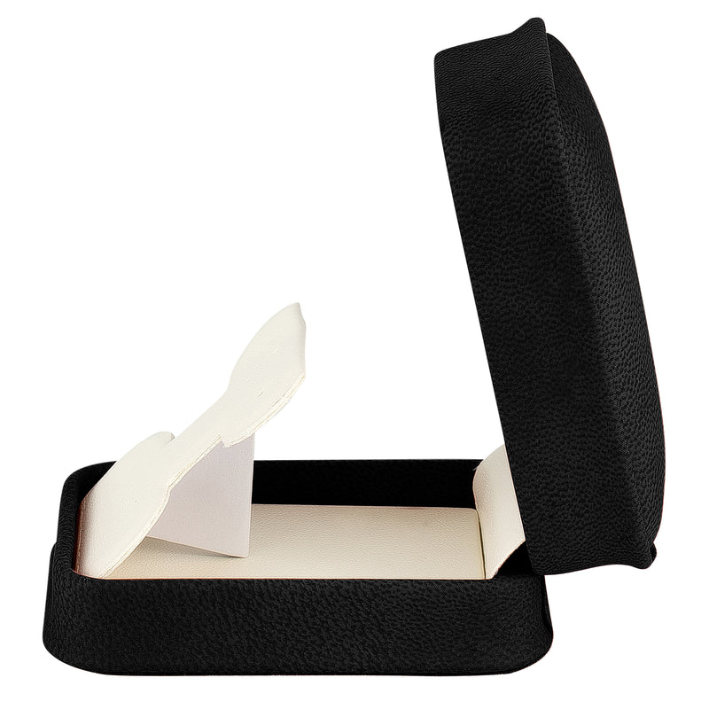 Nabuka Leatherette French Clip Earring Box with Cream Interior