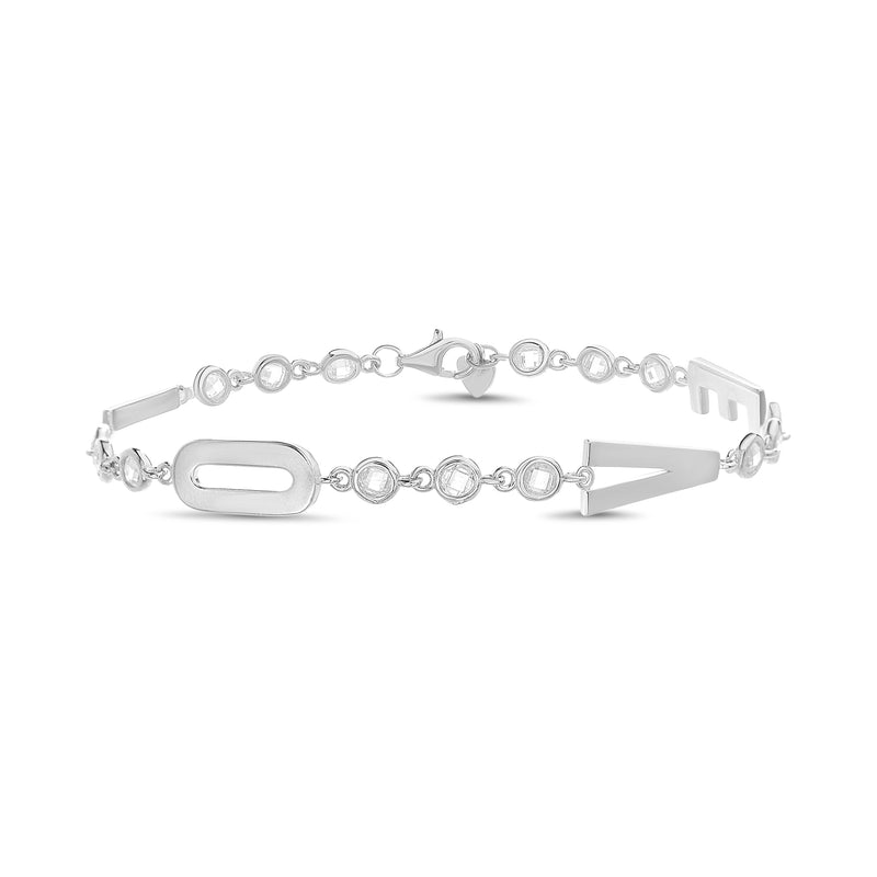Sterling Silver with CZ Gems Love and Adore Bracelet