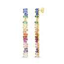 Gold Rainbow CZ Baguette Drop Post Earring