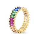 Gold Rainbow CZ Baguette Eternity Band Ring