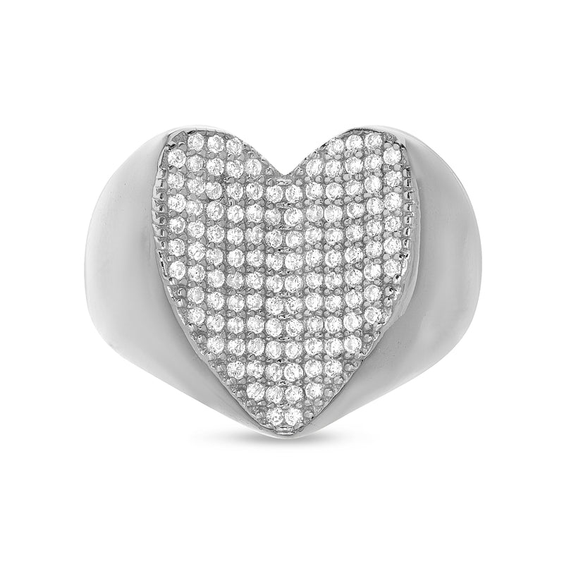 Cz Concave Heart Ring