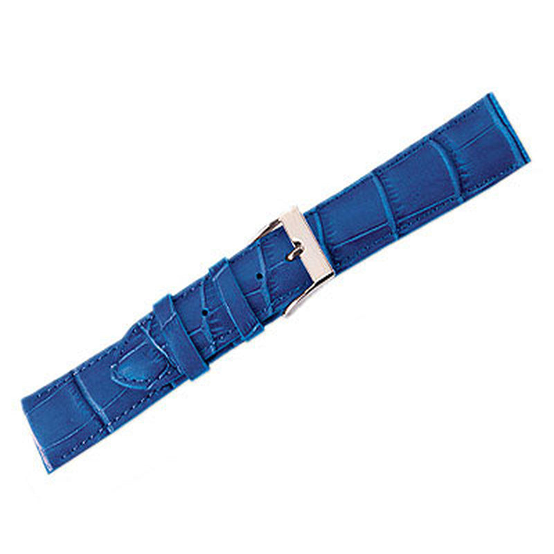 Leather Watch Band Crocodile Royal Blue (18mm) Long