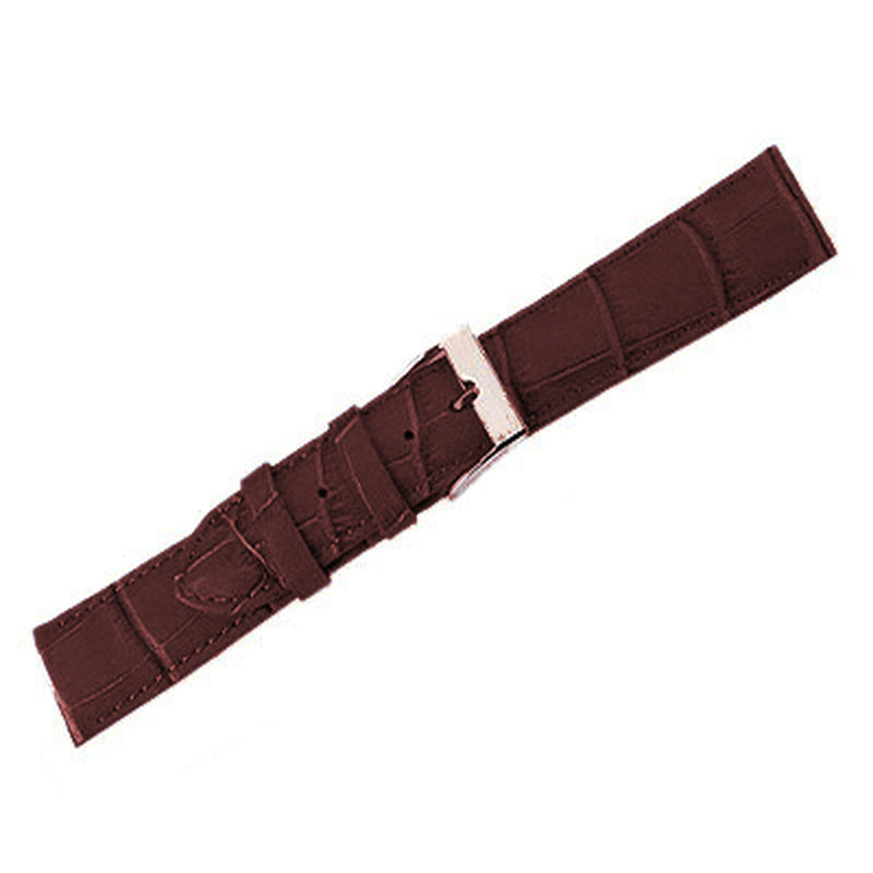 Leather Watch Band Crocodile Dk. Brown (14mm) Long
