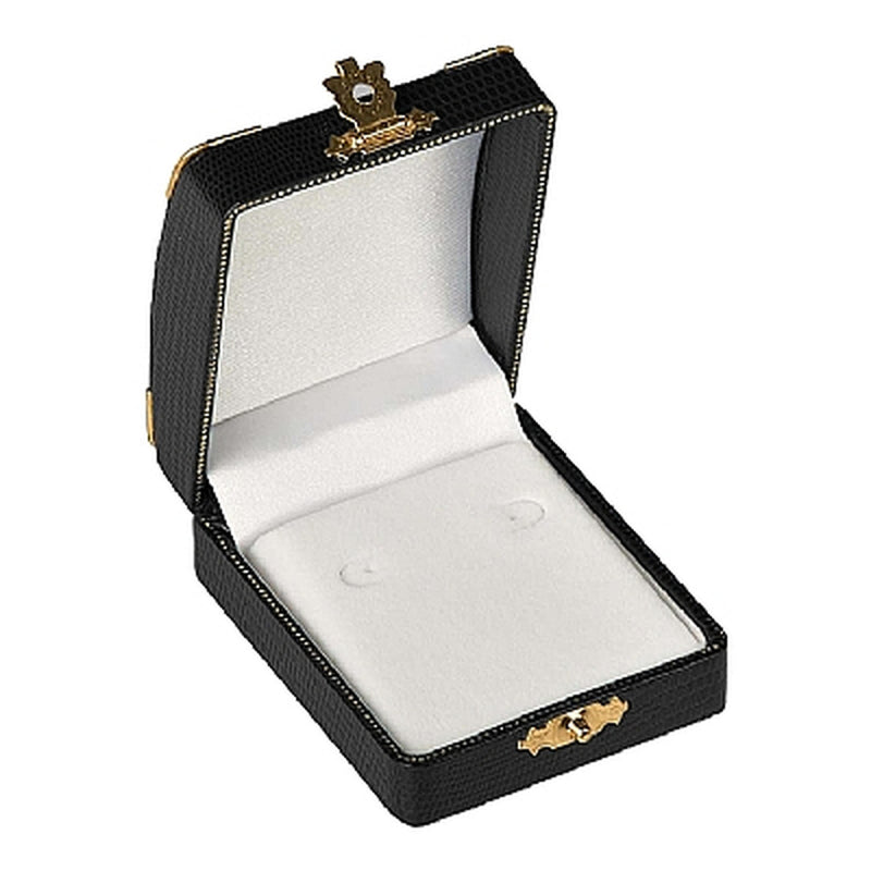 Leatherette Hoop Earring Box with Gold Trim and Closure