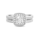 Sterling Silver Engagement Set Ring with Cubic Zirconia Rho