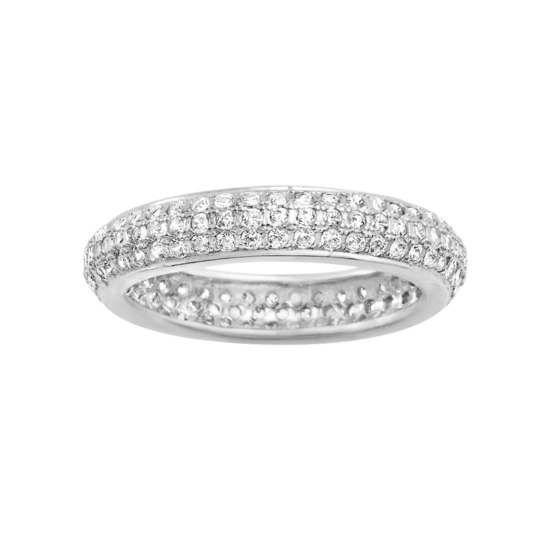 Sterling Silver Band Ring with Cubic Zirconia Rho