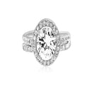 Silver Crystal Engagement Set Ring