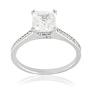 Sterling Silver Rh CZ Sqrd Center Sz 8 Ring