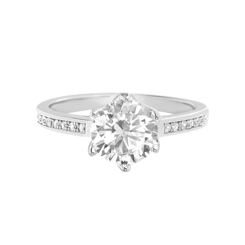 Sterling Silver Rh Rnd CZ Solitaire Ring