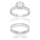 Sterling Silver Rh Rnd CZandBorder Engment Ring