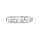 Sterling Silver Opal-CZ Band Ring