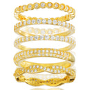 Gold CZ 5 Piece Stackable Ring Set