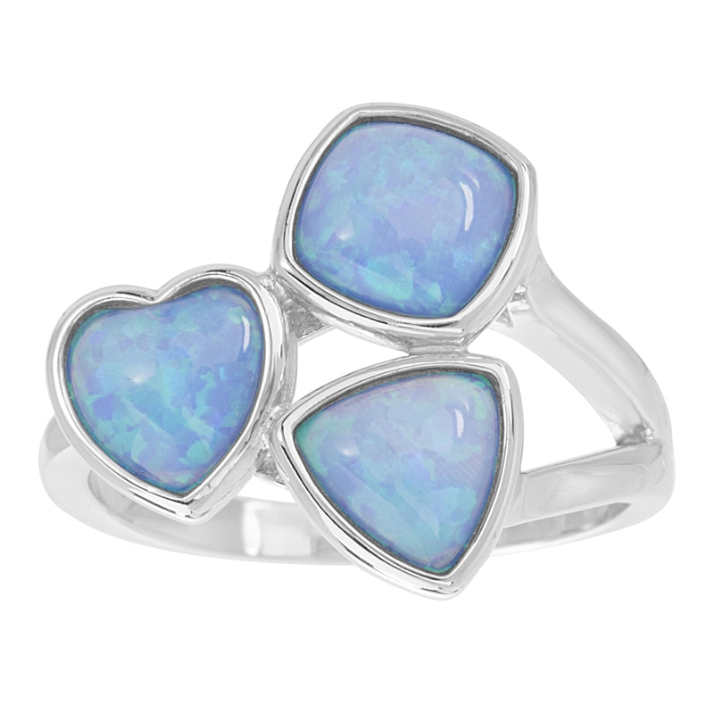 Silver CZ and Multi Opal Ring