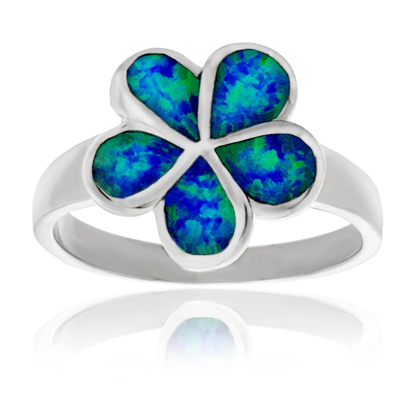 Silver Opal Floral Design Ring