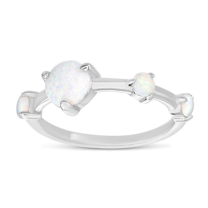 Silver Opal Round Design Ring