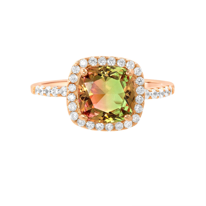 Rose Watermelon CZ Cushion Ring