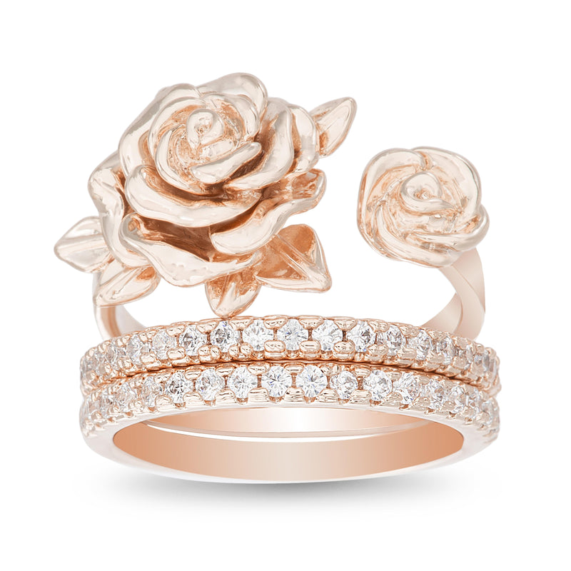 Xrose Flower Design Ring Set