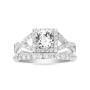 Xsilver Swarovski Crystal Engagement Ring with CZ Band Duo Ring